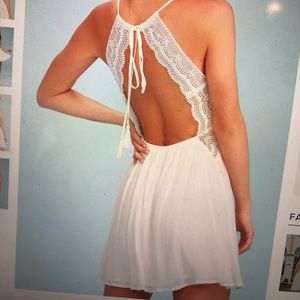 Good Grace White Lace Backless Dress